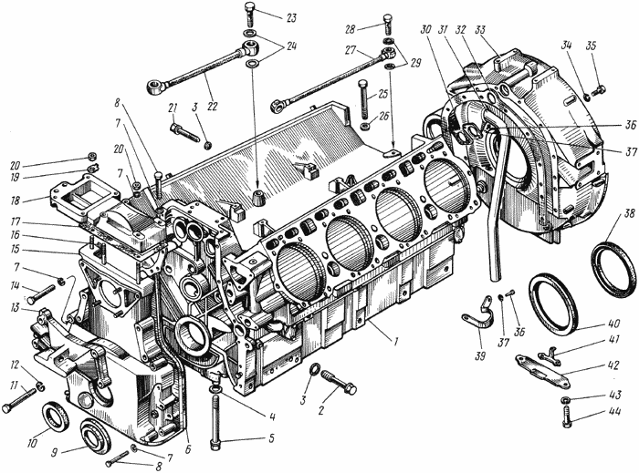 Блок цилиндров . Двигатель ЯМЗ-238М2