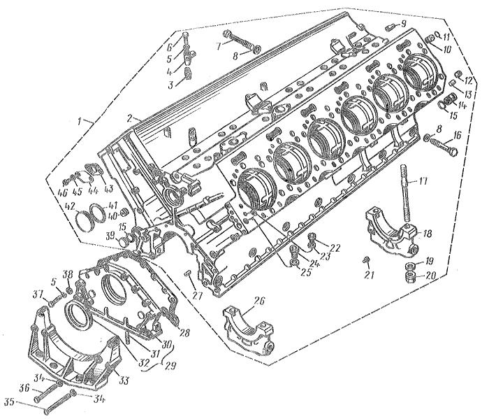 Блок цилиндров. ЯМЗ 8401.10 Блок цилиндров. ЯМЗ 8401.10